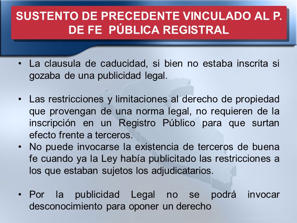 SUSTENTO DE PRECEDENTE VINCULADO AL P. DE FE PÚBLICA REGISTRAL