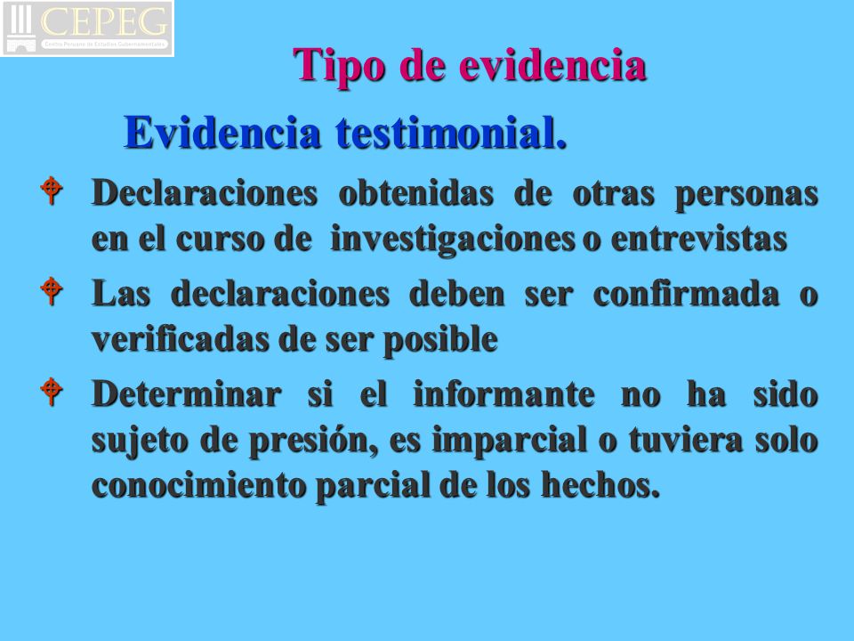 Evidencia testimonial.