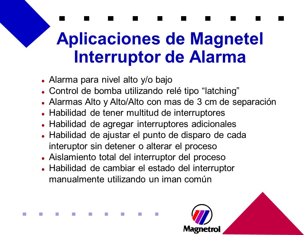 Aplicaciones de Magnetel Interruptor de Alarma