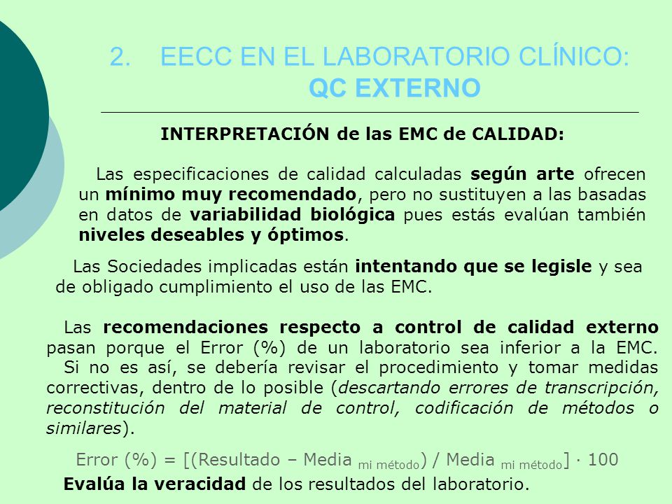 2. EECC EN EL LABORATORIO CLÍNICO: QC EXTERNO
