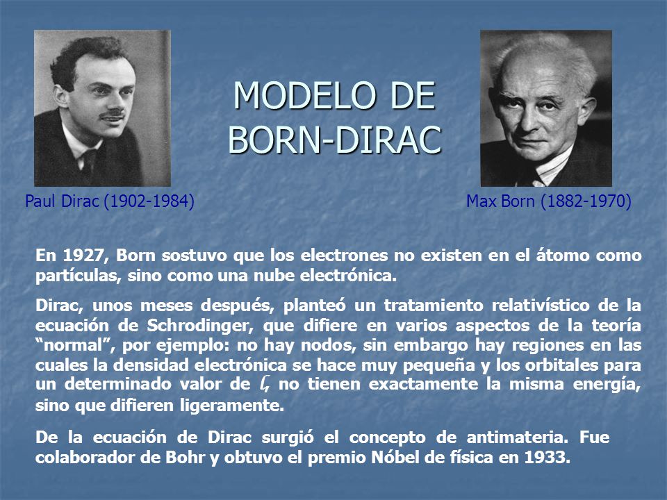 MODELO DE BORN-DIRAC Paul Dirac ( ) Max Born ( )