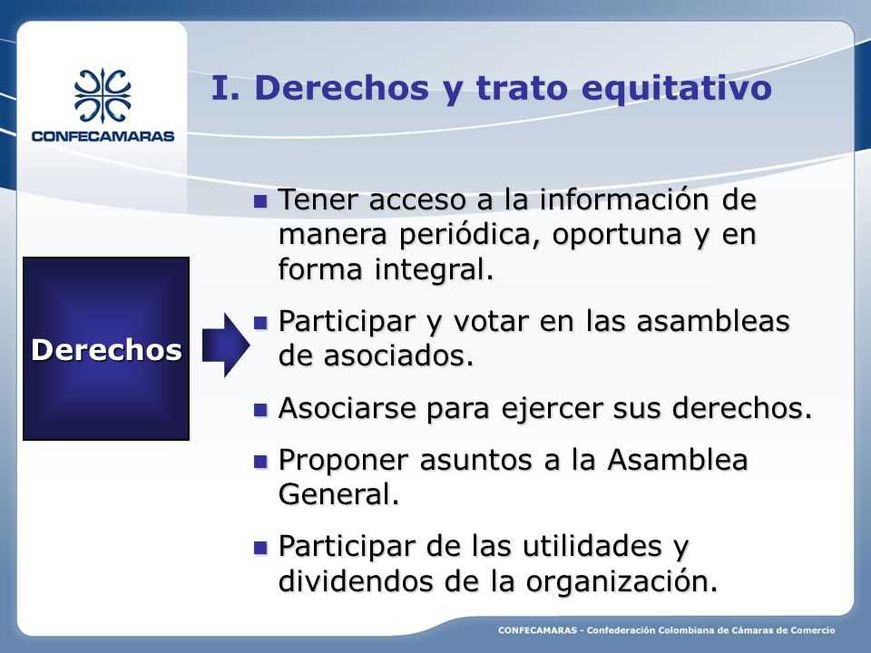 I. Derechos y trato equitativo