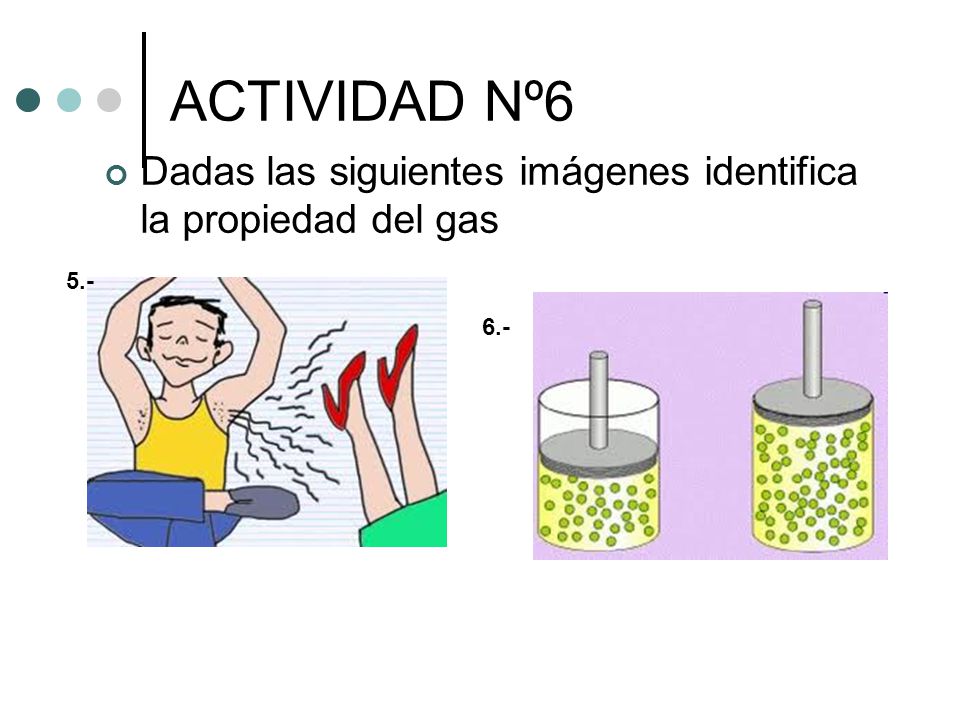 ACTIVIDAD Nº6 Dadas las siguientes imágenes identifica la propiedad del gas