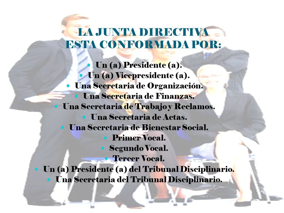 LA JUNTA DIRECTIVA ESTA CONFORMADA POR: