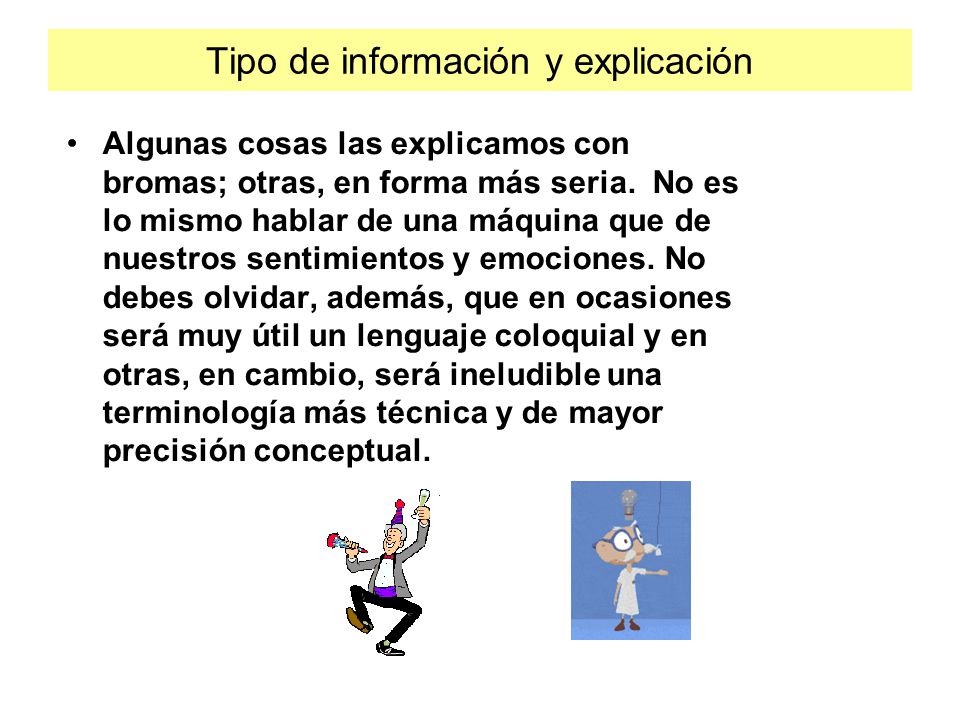 Tipo de información y explicación