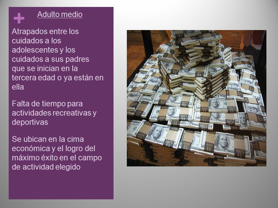 Adulto medio Atrapados entre los cuidados a los adolescentes y los cuidados a sus padres que se inician en la tercera edad o ya están en ella.