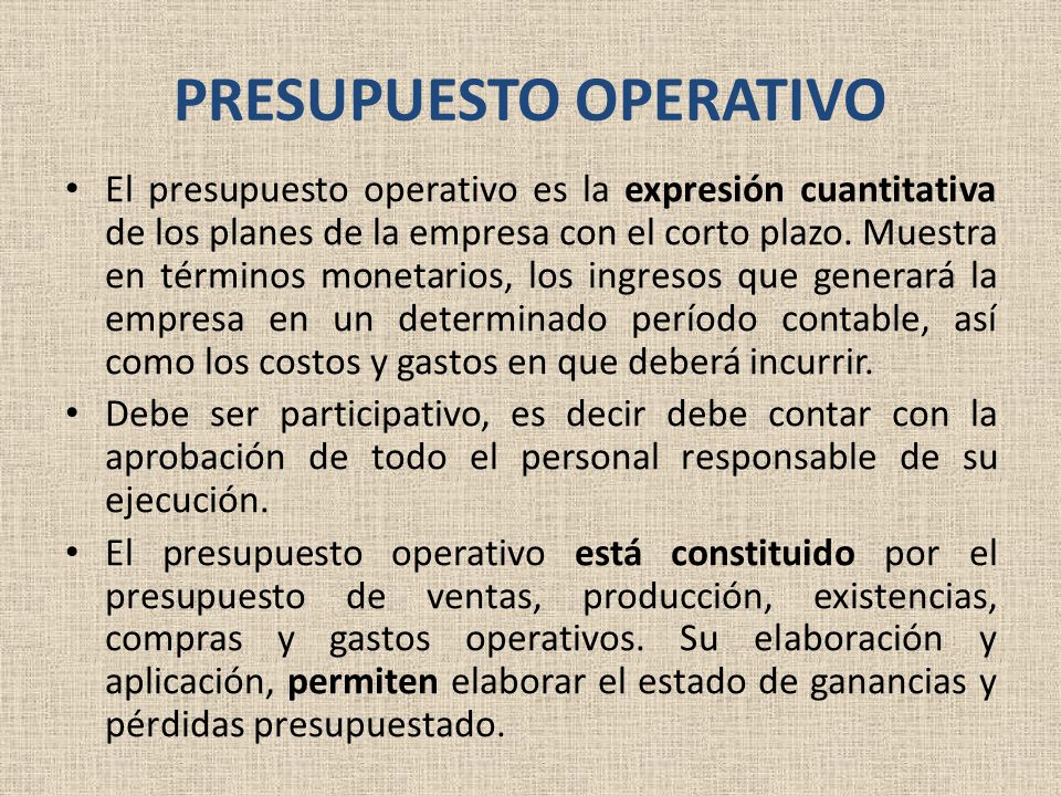 PRESUPUESTO OPERATIVO