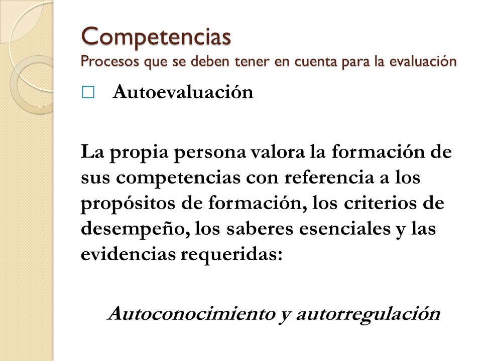 Competencias Procesos que se deben tener en cuenta para la evaluación