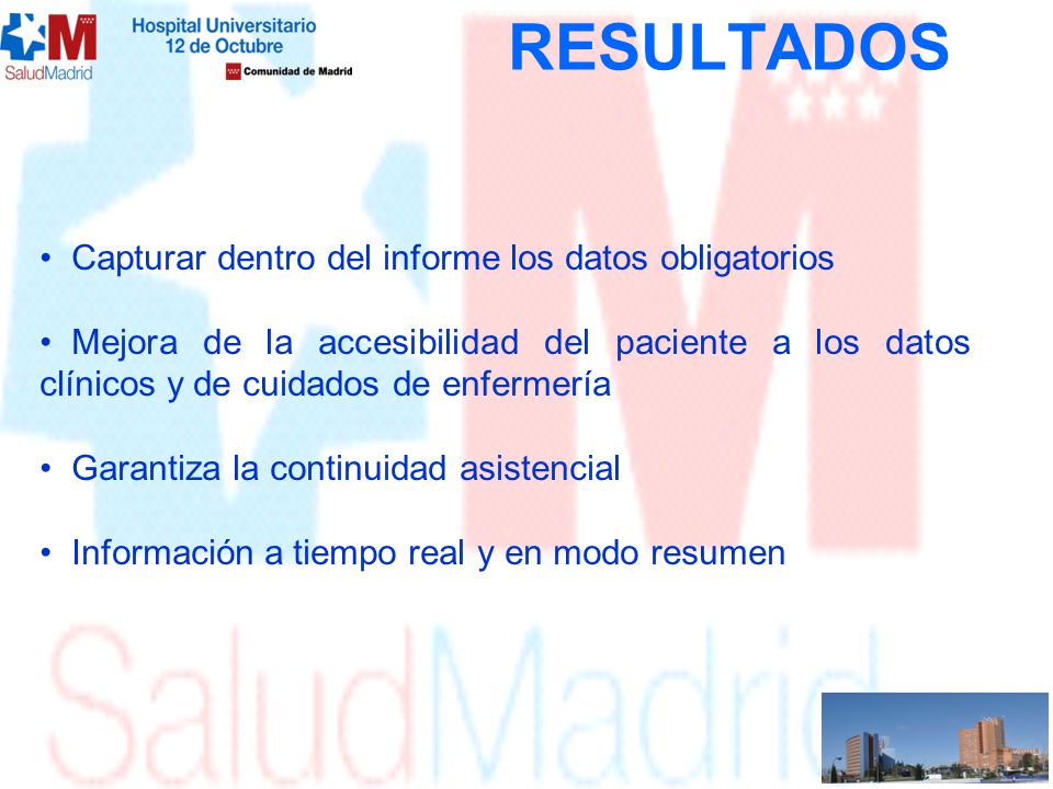 RESULTADOS Capturar dentro del informe los datos obligatorios
