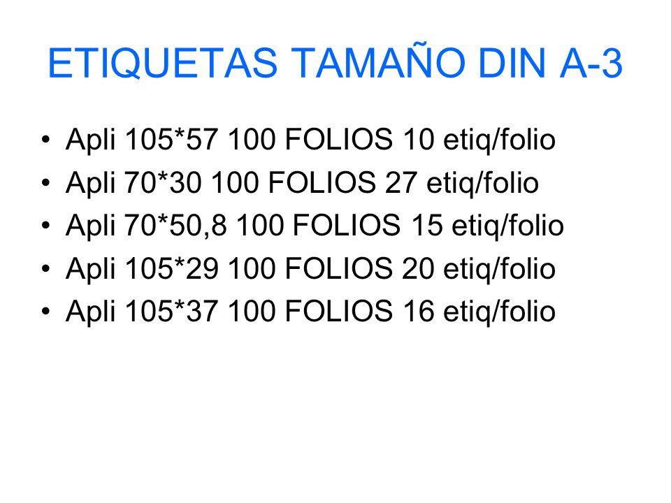 ETIQUETAS TAMAÑO DIN A-3