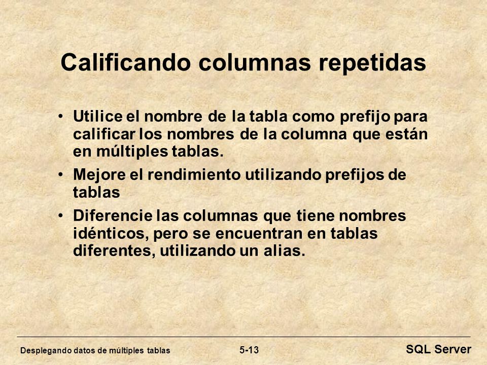 Calificando columnas repetidas