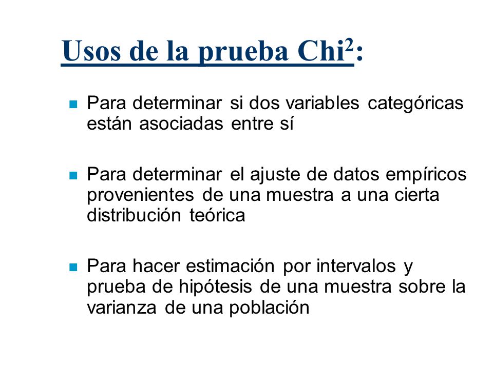 Usos de la prueba Chi2: Para determinar si dos variables categóricas están asociadas entre sí.