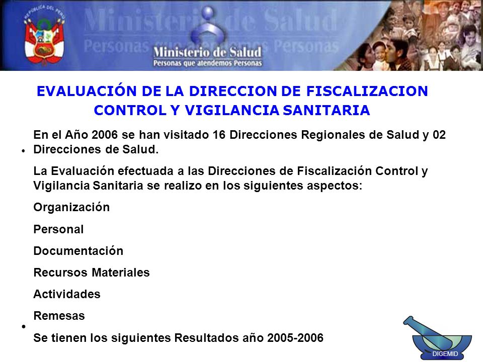 EVALUACIÓN DE LA DIRECCION DE FISCALIZACION CONTROL Y VIGILANCIA SANITARIA