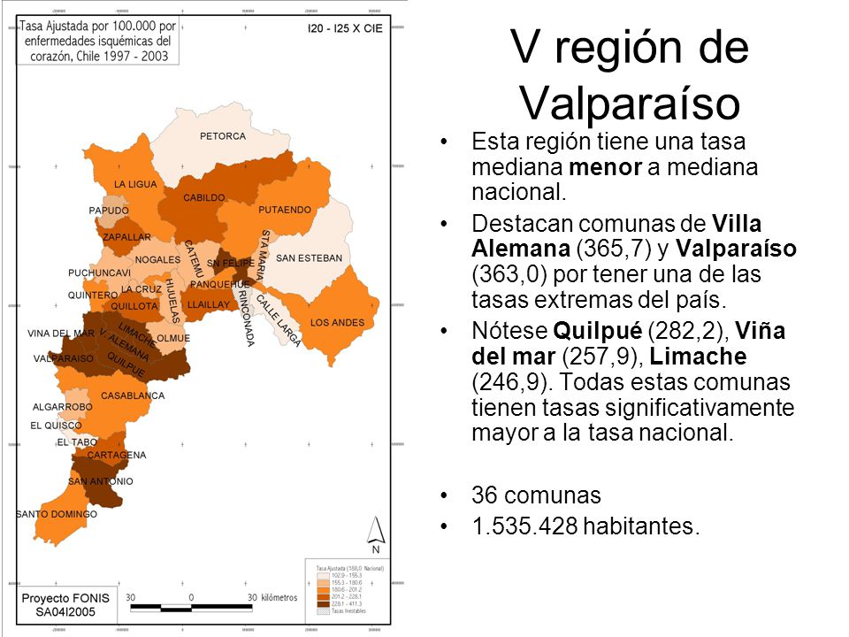 V región de Valparaíso Esta región tiene una tasa mediana menor a mediana nacional.
