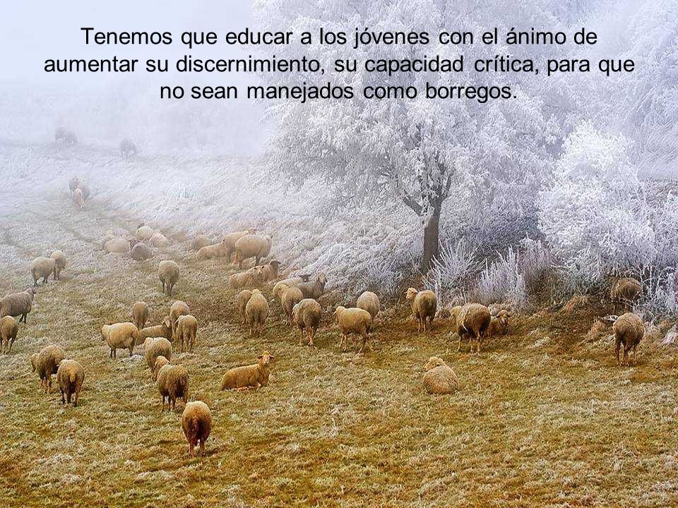 Tenemos que educar a los jóvenes con el ánimo de aumentar su discernimiento, su capacidad crítica, para que no sean manejados como borregos.