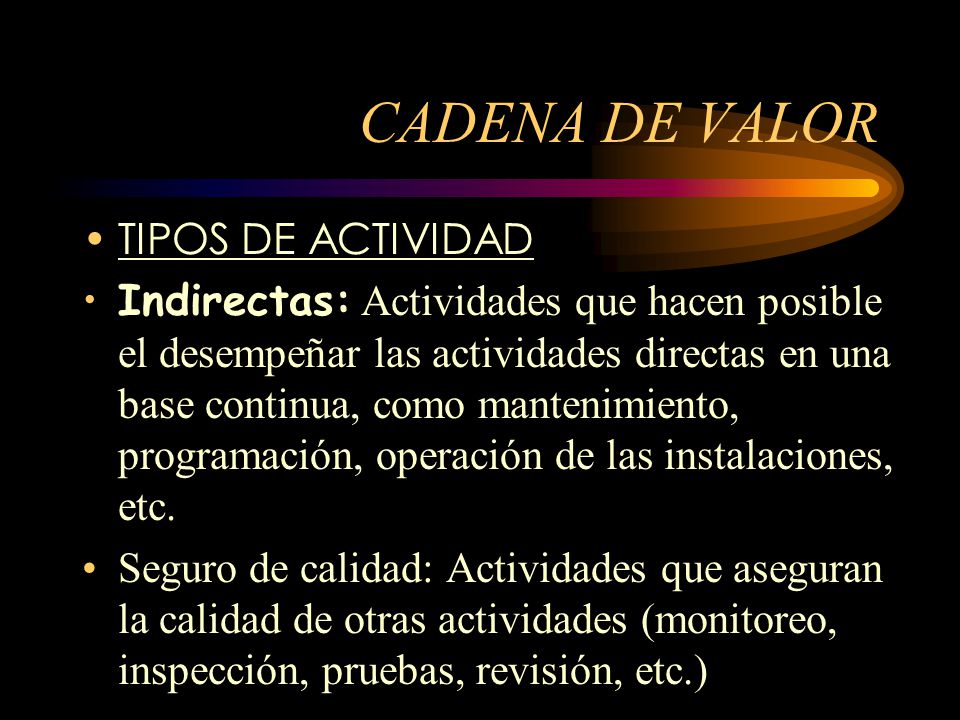 CADENA DE VALOR TIPOS DE ACTIVIDAD
