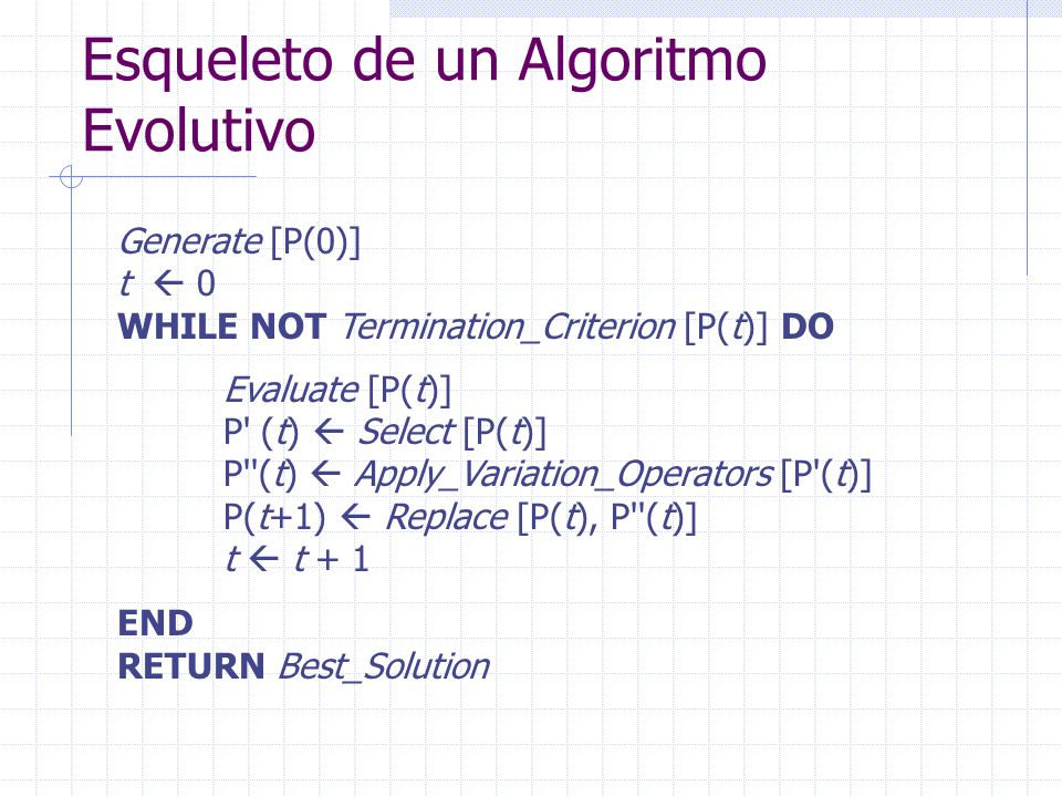 Esqueleto de un Algoritmo Evolutivo
