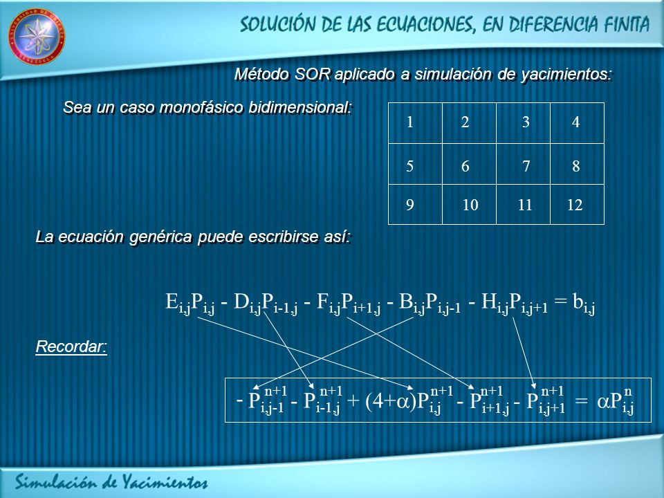 Ei,jPi,j - Di,jPi-1,j - Fi,jPi+1,j - Bi,jPi,j-1 - Hi,jPi,j+1 = bi,j