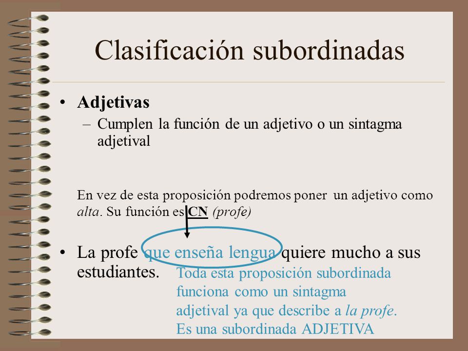 Clasificación subordinadas