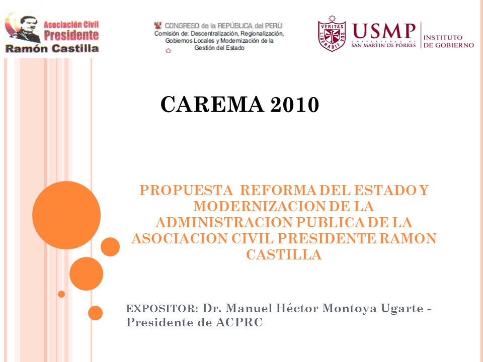 EXPOSITOR: Dr. Manuel Héctor Montoya Ugarte - Presidente de ACPRC