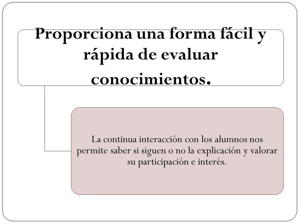 Proporciona una forma fácil y rápida de evaluar conocimientos.