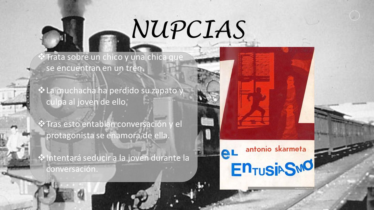 NUPCIAS Trata sobre un chico y una chica que se encuentran en un tren.