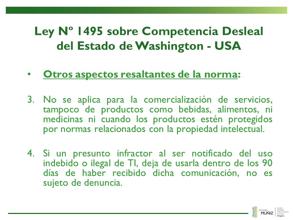 Ley Nº 1495 sobre Competencia Desleal del Estado de Washington - USA