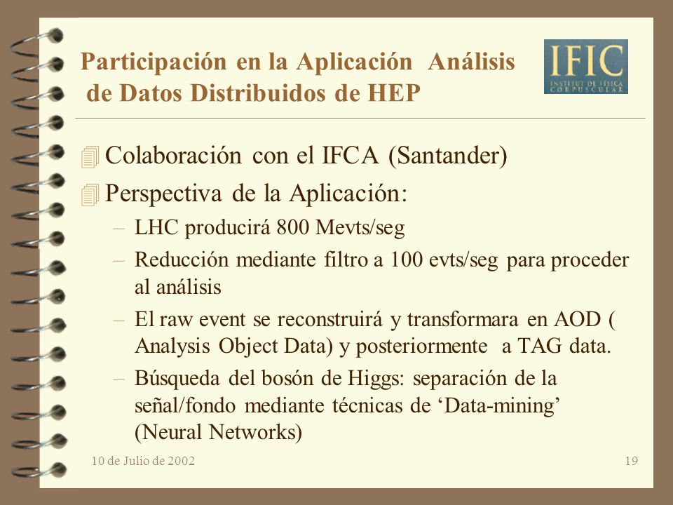 Participación en la Aplicación Análisis de Datos Distribuidos de HEP