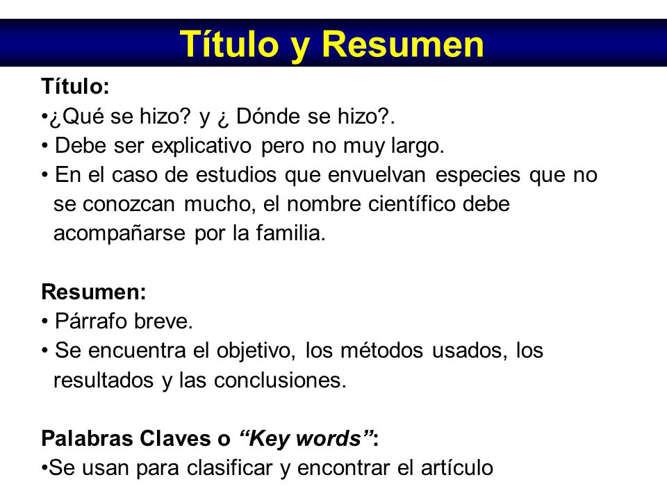 Título y Resumen Título: ¿Qué se hizo y ¿ Dónde se hizo .