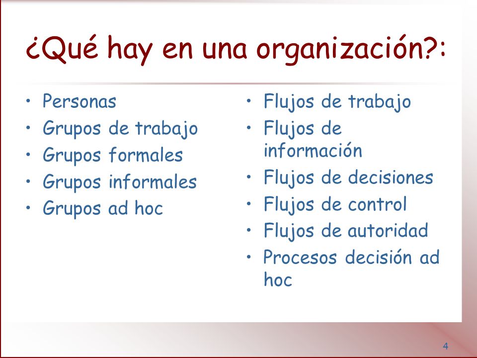 ¿Qué cosas no están recogidas en un organigrama :