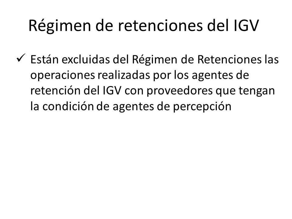 Régimen de retenciones del IGV