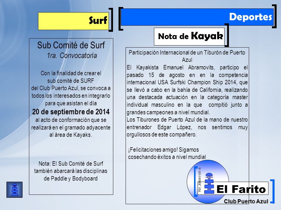 Deportes Surf Sub Comité de Surf Nota de Kayak 1ra. Convocatoria