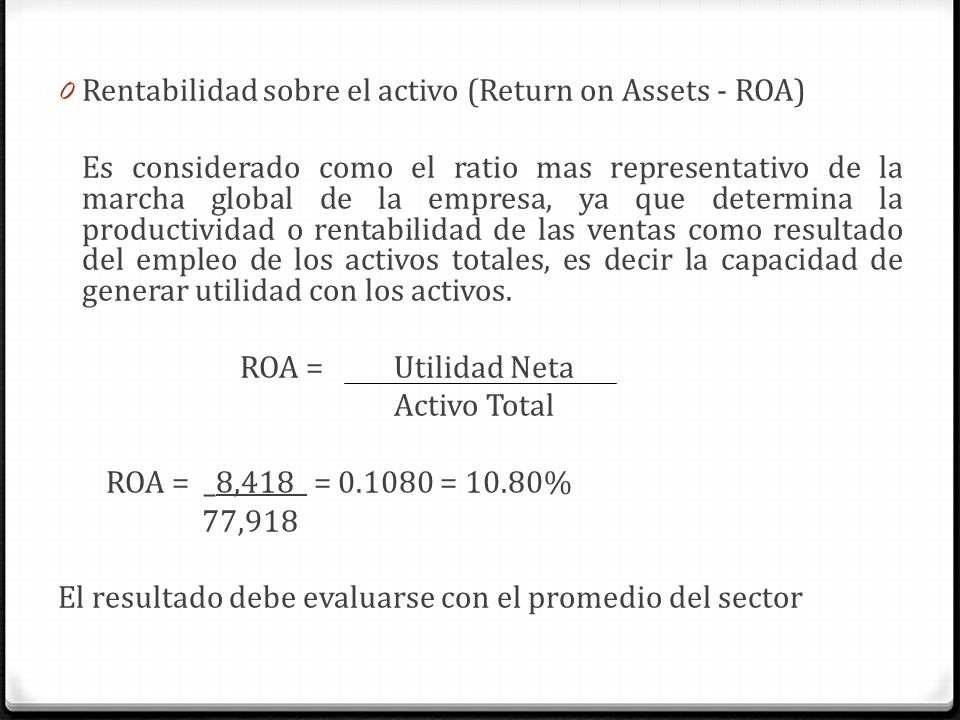 Rentabilidad sobre el activo (Return on Assets - ROA)