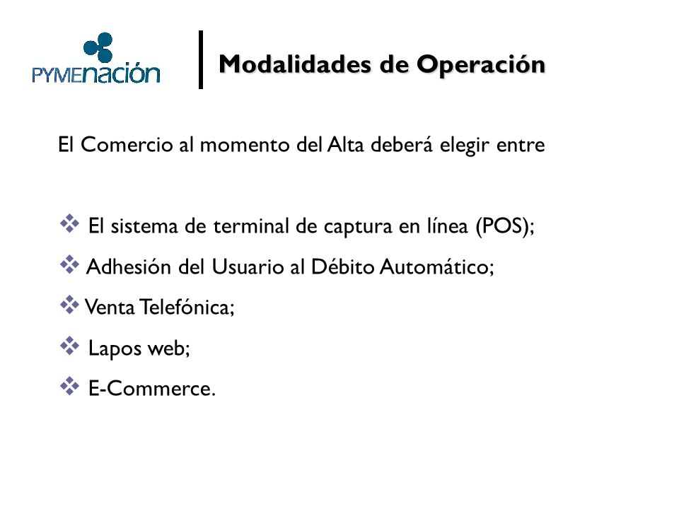 Modalidades de Operación