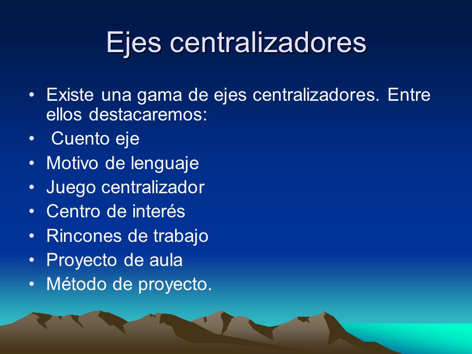 Ejes centralizadores Existe una gama de ejes centralizadores. Entre ellos destacaremos: Cuento eje.