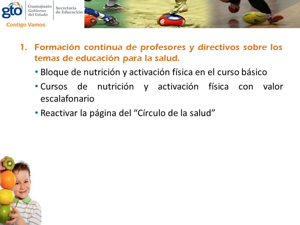 Bloque de nutrición y activación física en el curso básico