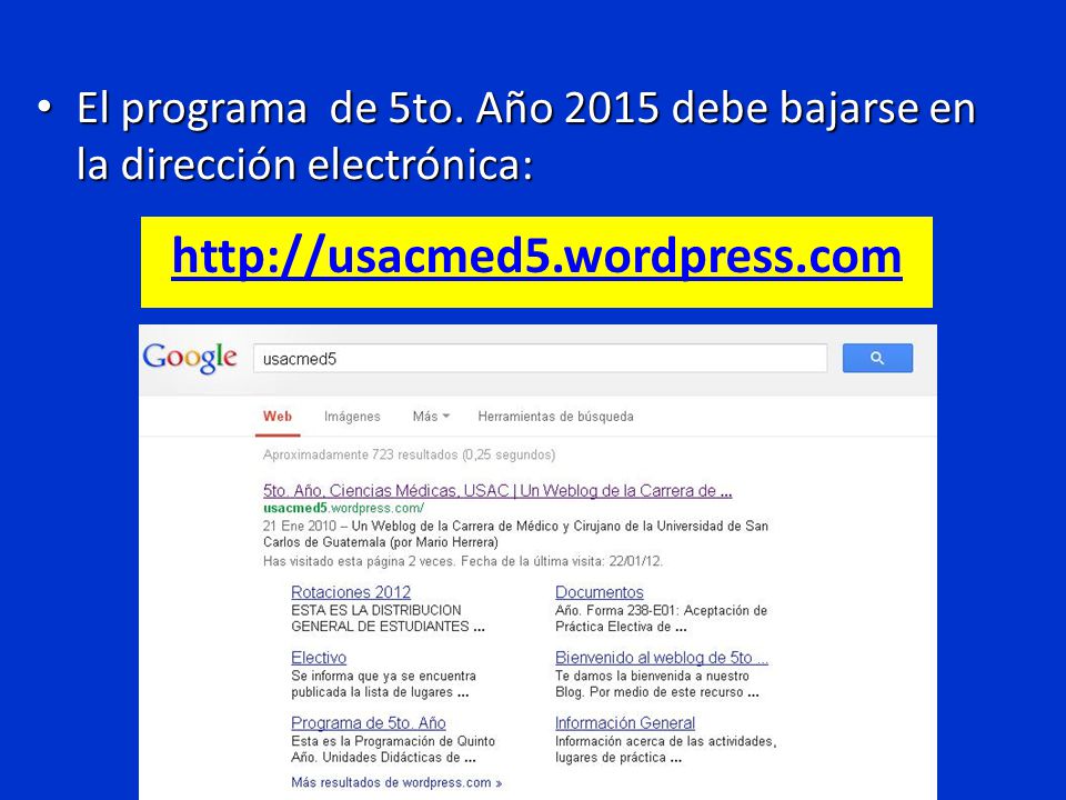 El programa de 5to. Año 2015 debe bajarse en la dirección electrónica: