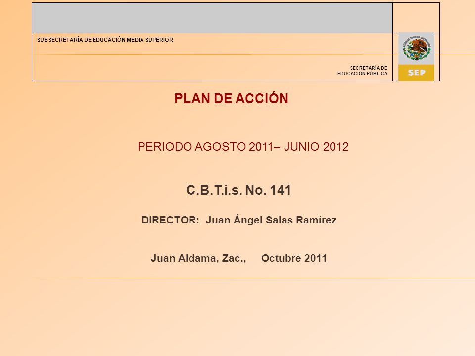 DIRECTOR: Juan Ángel Salas Ramírez Juan Aldama, Zac., Octubre 2011