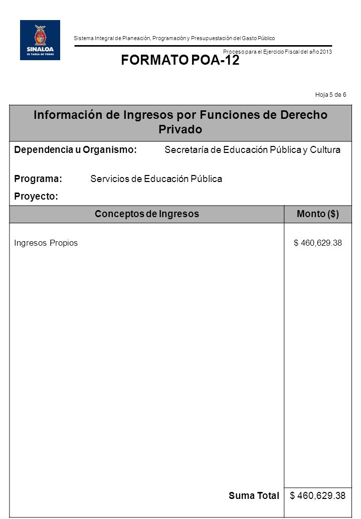 Información de Ingresos por Funciones de Derecho Privado