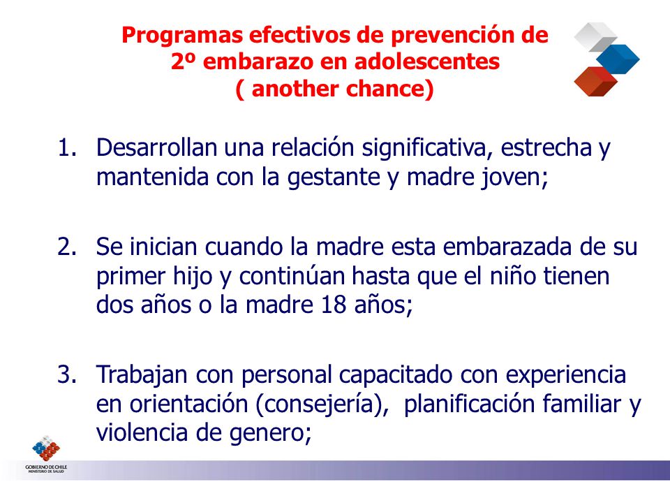 Programas efectivos de prevención de 2º embarazo en adolescentes ( another chance)