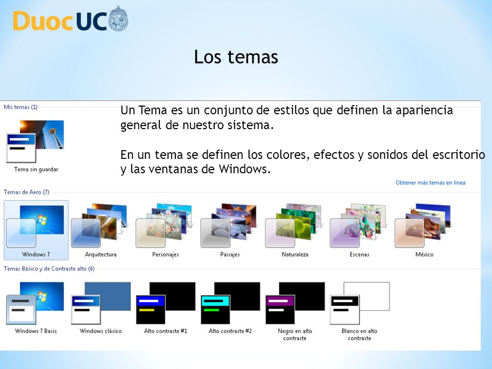 Los temas Un Tema es un conjunto de estilos que definen la apariencia general de nuestro sistema.