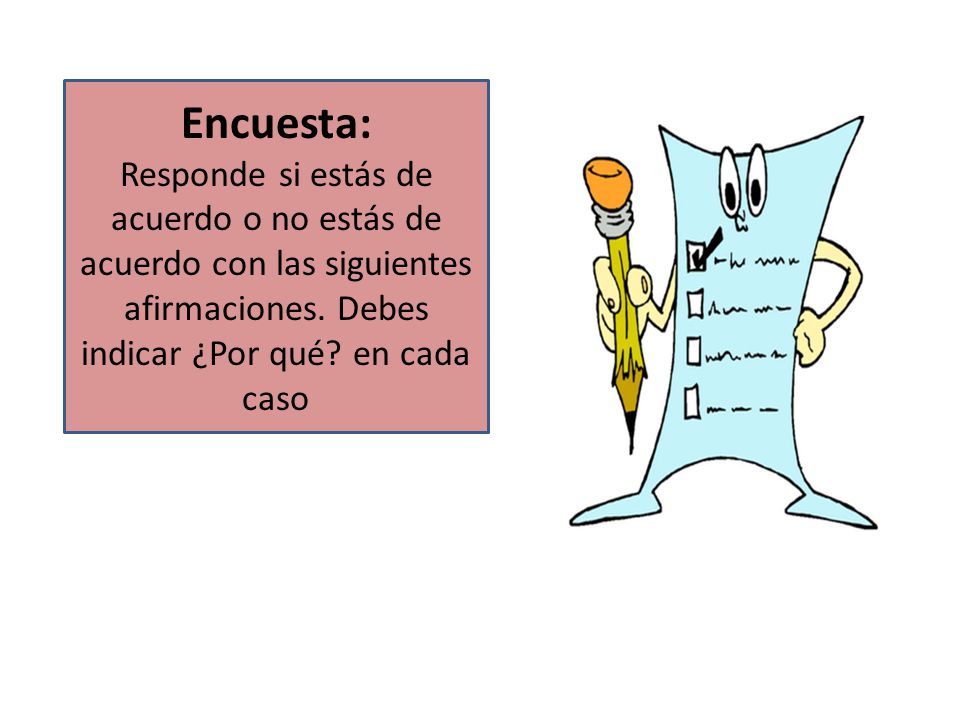 Encuesta: Responde si estás de acuerdo o no estás de acuerdo con las siguientes afirmaciones.