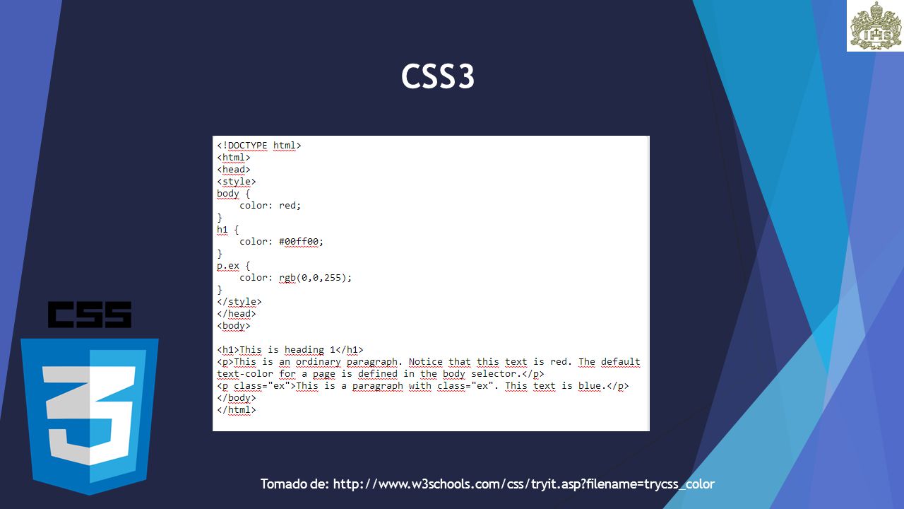 CSS3 Tomado de:   filename=trycss_color