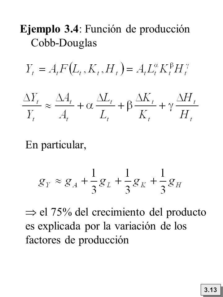Ejemplo 3.4: Función de producción Cobb-Douglas