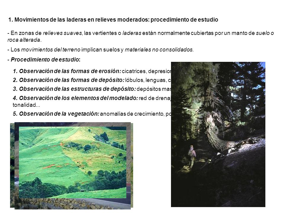 1. Movimientos de las laderas en relieves moderados: procedimiento de estudio