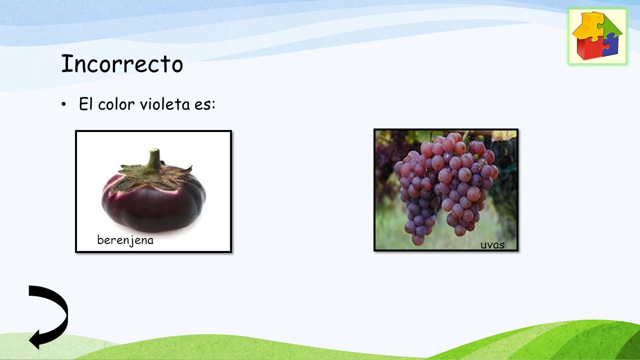 Incorrecto El color violeta es: berenjena uvas