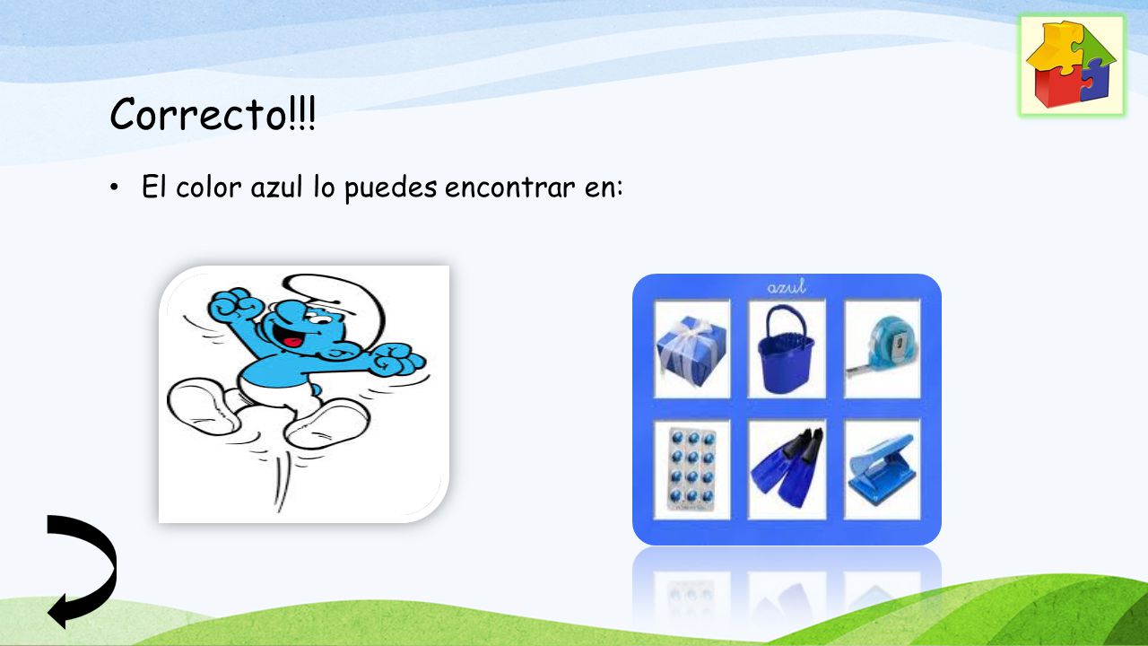 Correcto!!! El color azul lo puedes encontrar en: