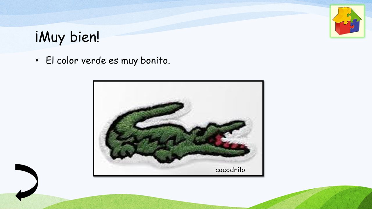 ¡Muy bien! El color verde es muy bonito. cocodrilo