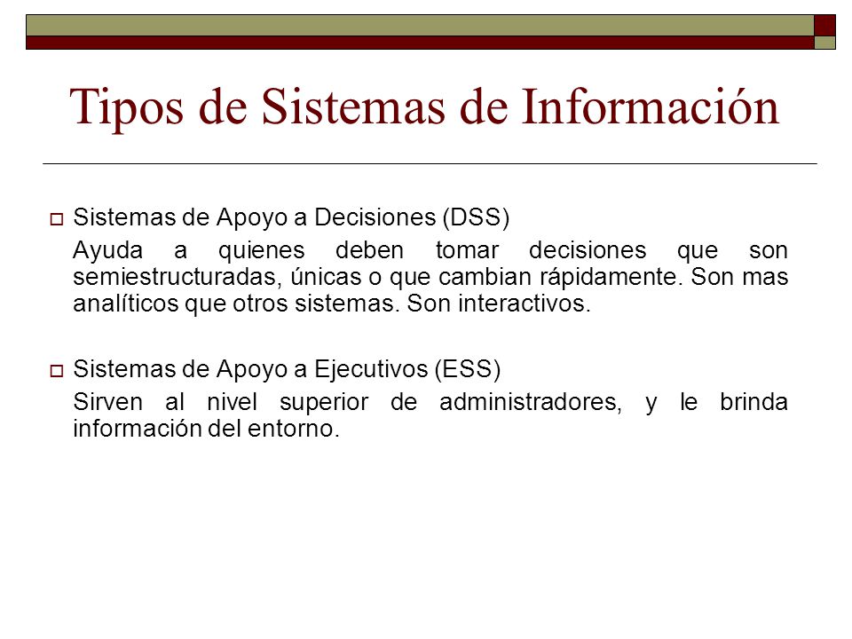 Tipos de Sistemas de Información