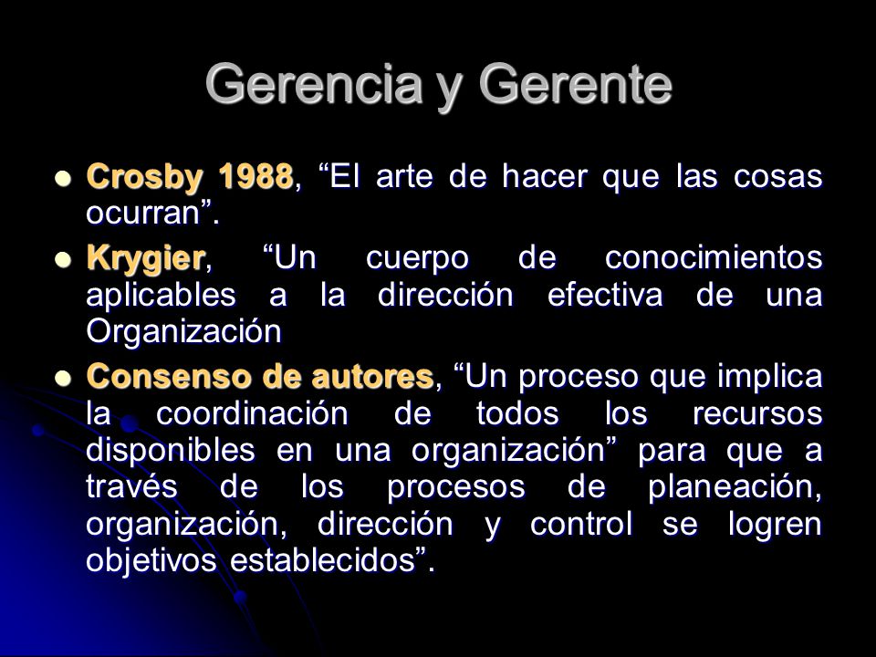 Gerencia y Gerente Crosby 1988, El arte de hacer que las cosas ocurran .